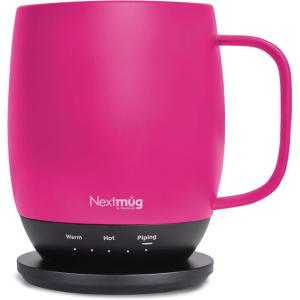 imageNextmug  TemperatureControlled SelfHeating Coffee Mug Black  14 ozTrue Pink